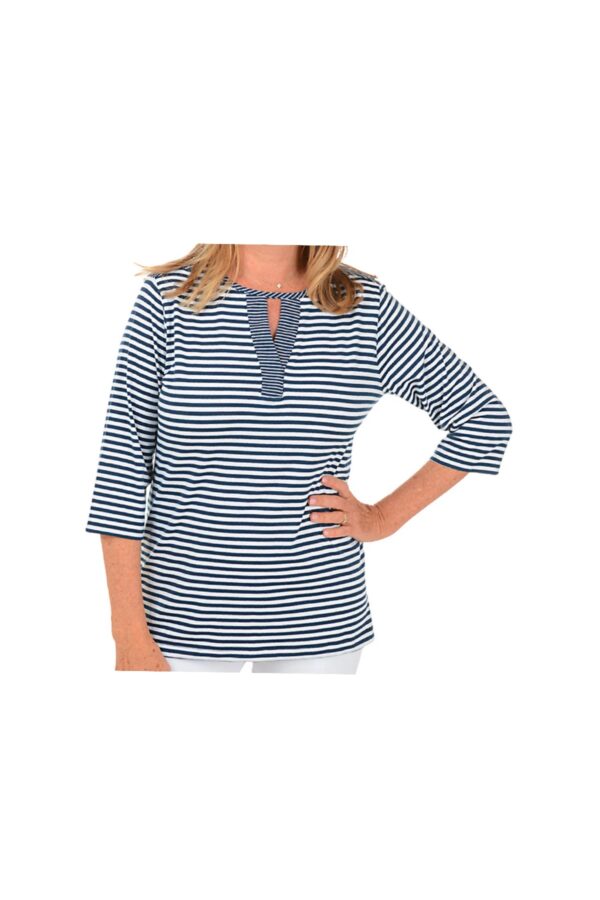 SOUTHERN LADY 3/4 SLEEVE STRIPED KNIT TOP