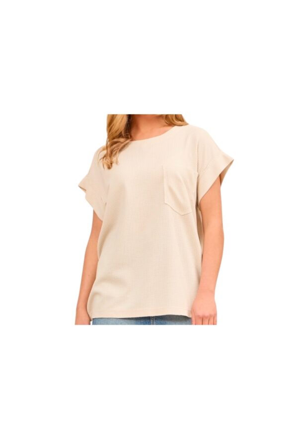 ANDREE SHORT SLEEVE WAFFLE KNIT POCKET TEE