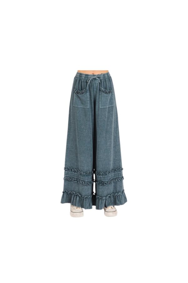 MITTOSHOP MINERAL WASH RUFFLE HEM PANTS