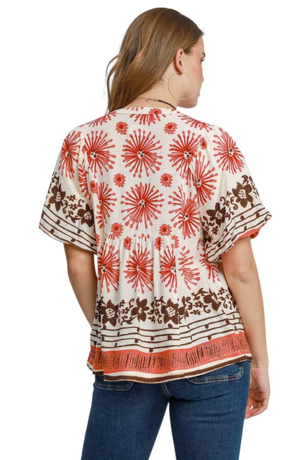 UMGEE MIXED BORDER PRINT SMOCKED TOP - Image 6