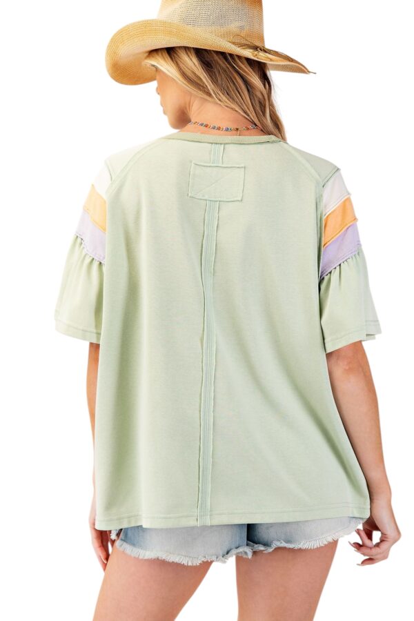 EASEL COLOR BLOCK RUFFLE SLEEVE TOP - Image 6