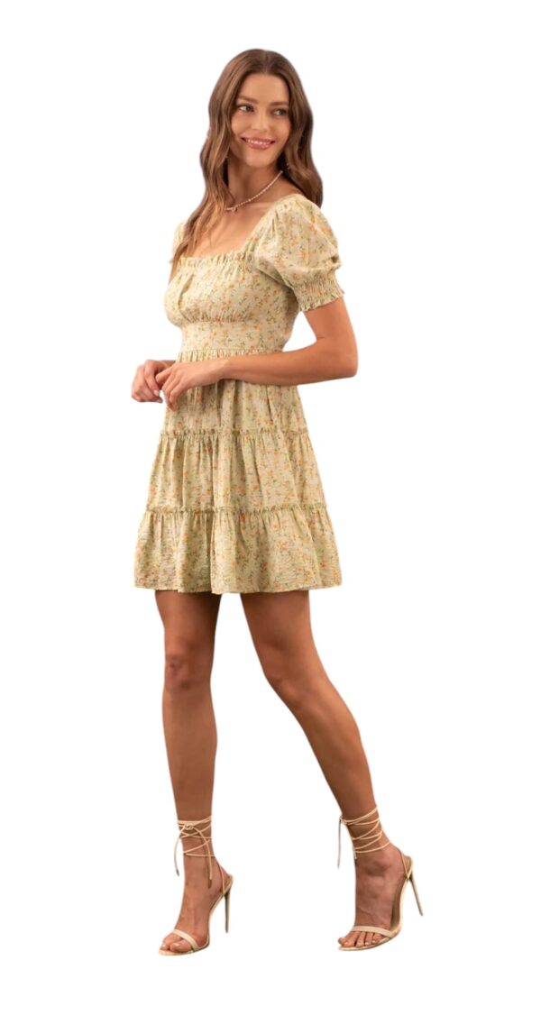 BLUPEPPER FLORAL PUFF SLEEVE SQUARE NECK MINI DRESS - Image 7