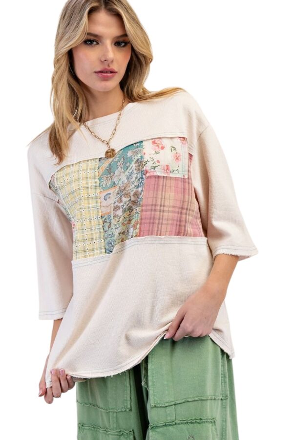 EASEL MIXED PRINT RIB KNIT TUNIC - Image 4