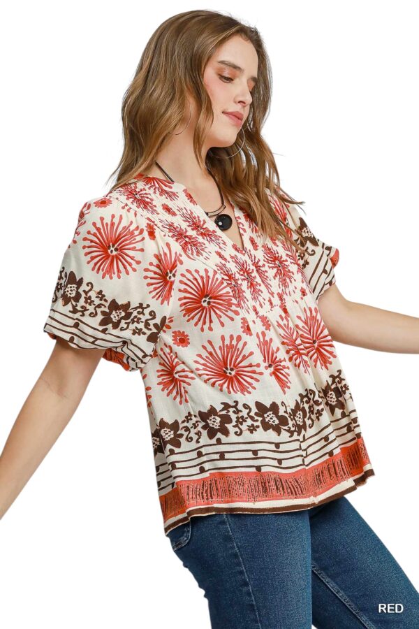 UMGEE MIXED BORDER PRINT SMOCKED TOP - Image 4