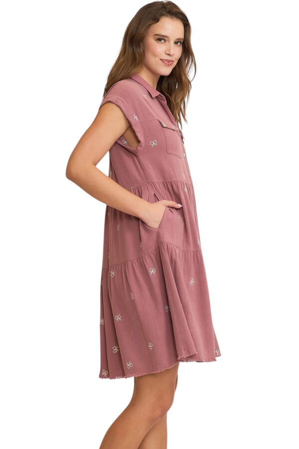 UMGEE LINEN BLEND EMBROIDERED RIBBON DRESS - Image 4