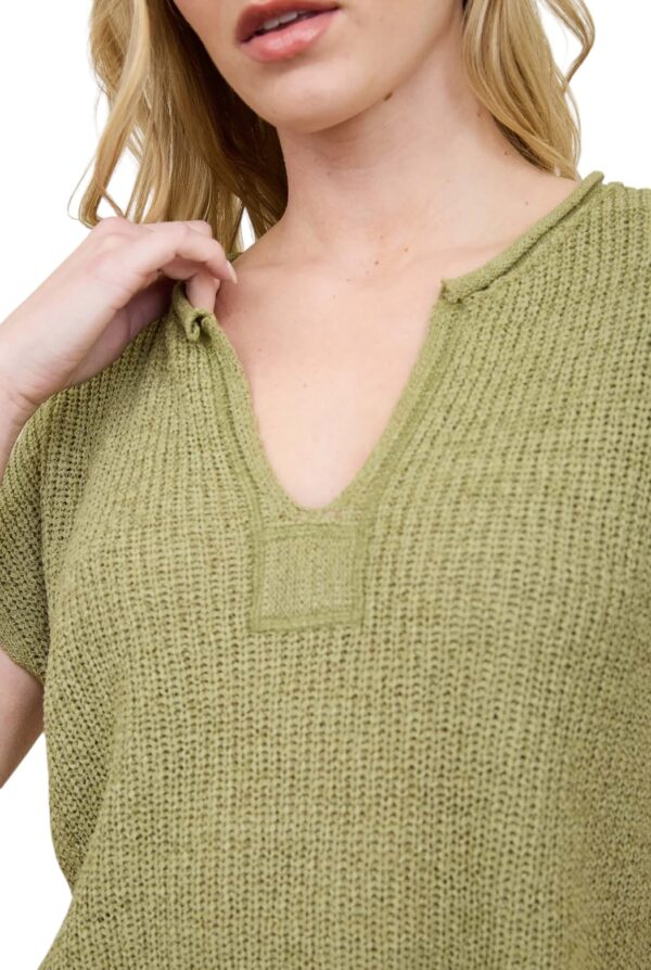 BLUPEPPER SPLIT NECK SHORT SLEEVE KNIT PULLOVER - Image 4