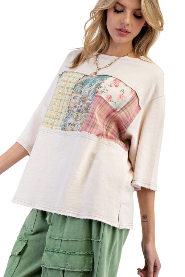 EASEL MIXED PRINT RIB KNIT TUNIC - Image 3