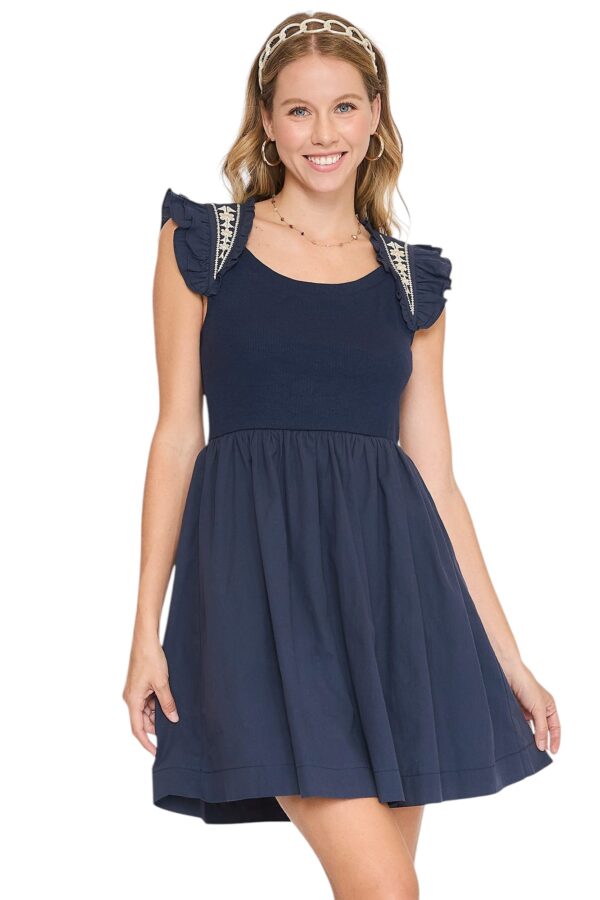 UMGEE SLEEVELESS EMBROIDERED RUFFLE SLEEVE DRESS - Image 2