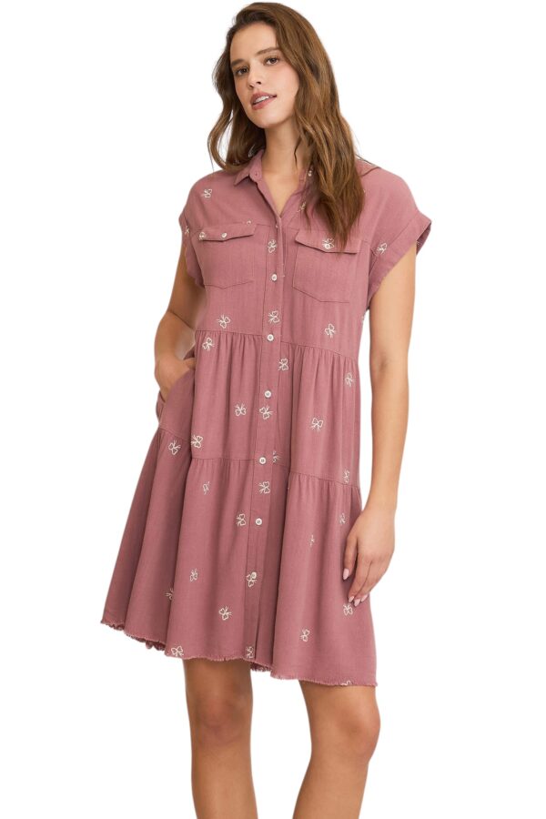 UMGEE LINEN BLEND EMBROIDERED RIBBON DRESS - Image 2