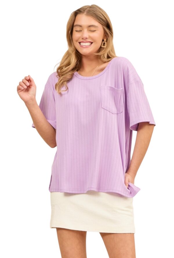 ANDREE WIDE RIB KNIT BOYFRIEND TEE - Image 2