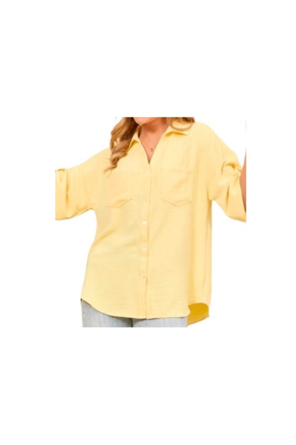 ANDREE ROLL SLEEVE BUTTON FRONT BLOUSE