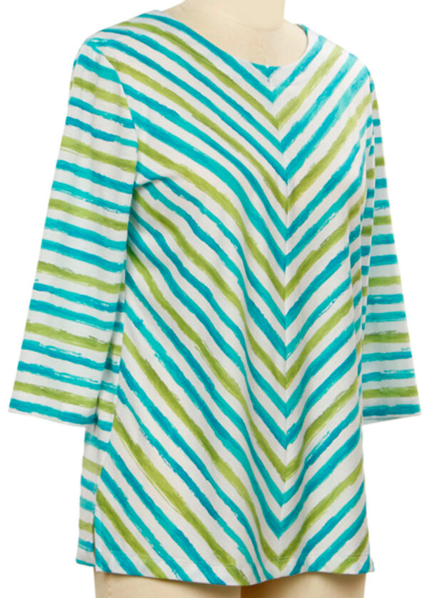 SOUTHERN LADY 3/4 SLEEVE CHEVRON STRIPE TOP - Image 2