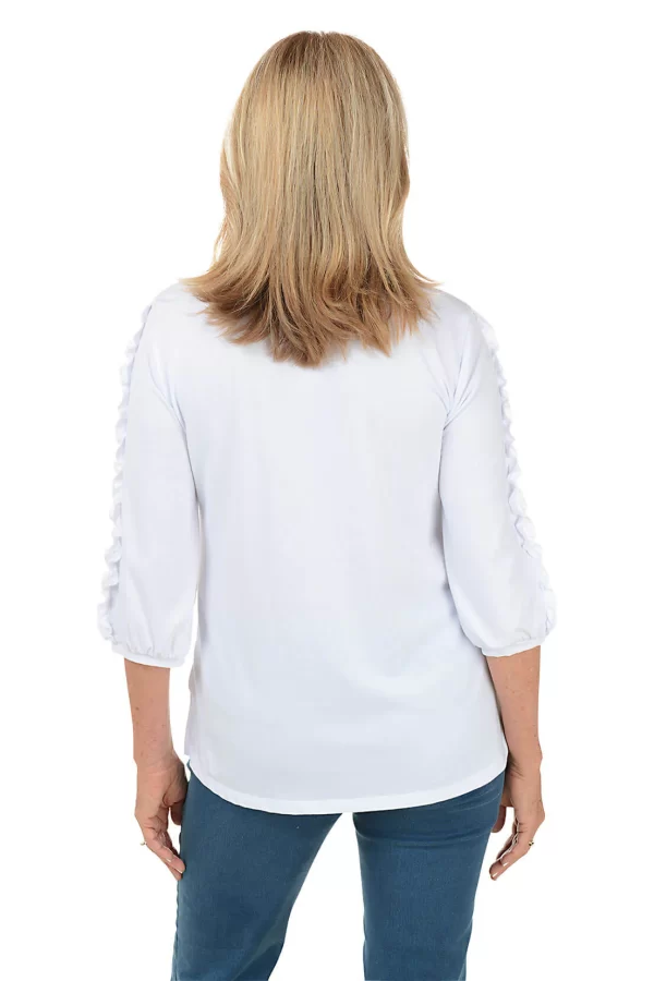 SOUTHERN LADY 3/4 RUFFLE TRIM SLEEVE TOP - Image 2