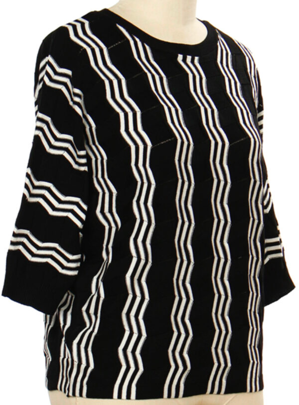 SOUTHERN LADY DOLMAN SLEEVE ZIGZAG STRIPE SWEATER - Image 2