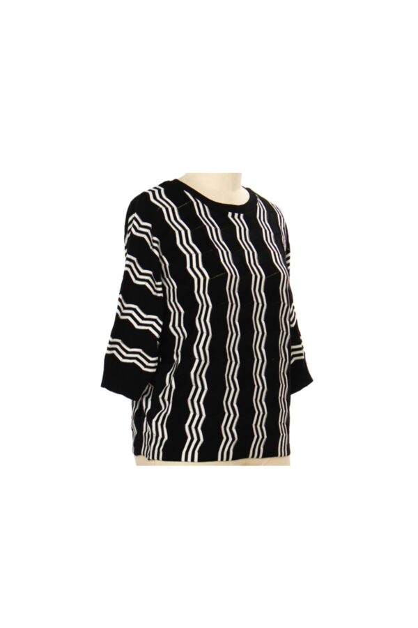 SOUTHERN LADY DOLMAN SLEEVE ZIGZAG STRIPE SWEATER