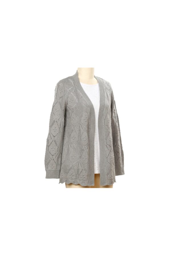 SOUTHERN LADY SCALLOP HEM OPEN CARDIGAN SWEATER