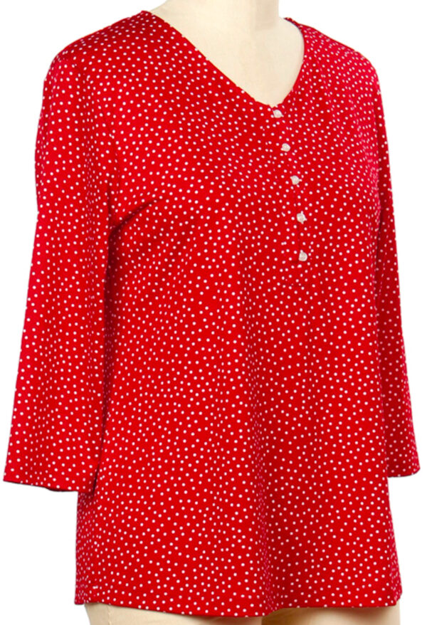 SOUTHERN LADY 3/4 SLEEVE V-NECK DOT PRINT TOP - Image 2