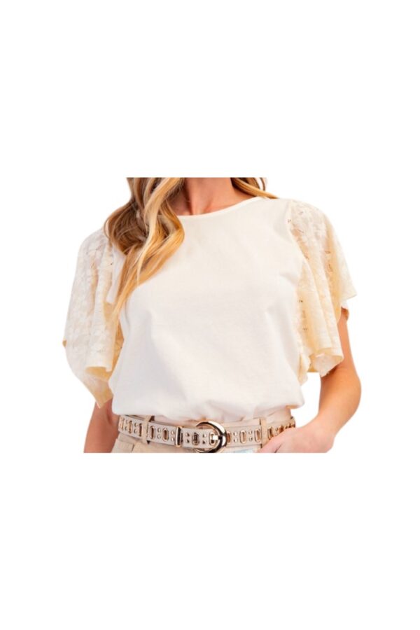 EASEL LACE SHORT SLEEVE COTTON TOP