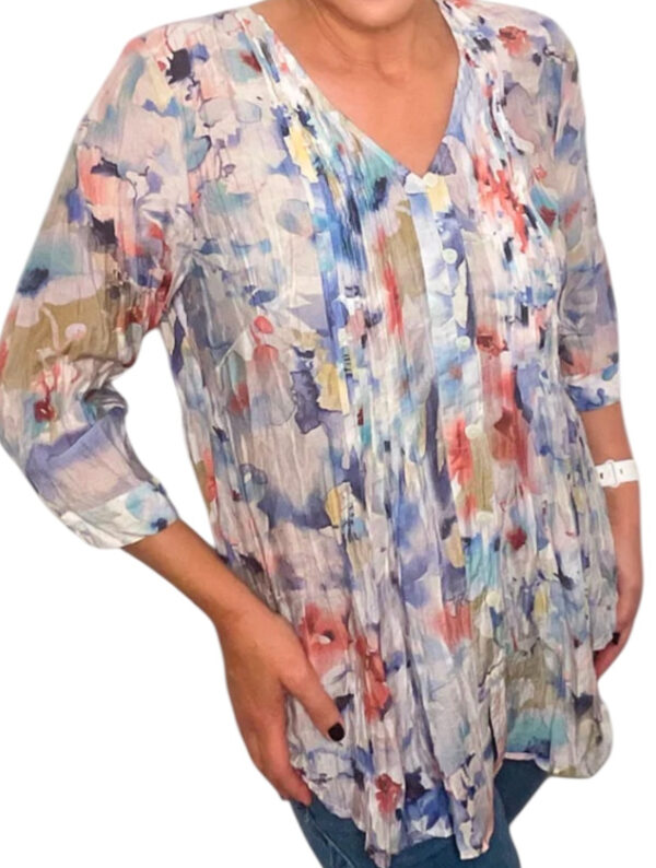 ETHYL PEACH FLORAL PLEAT FRONT BLOUSE - Image 2