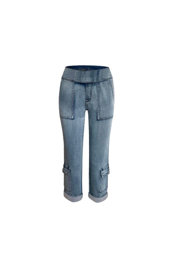 ETHYL PULL ON DENIM CARGO CAPRI