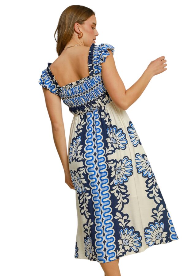 UMGEE SMOCKED BUST PRINT MIDI DRESS - Image 6