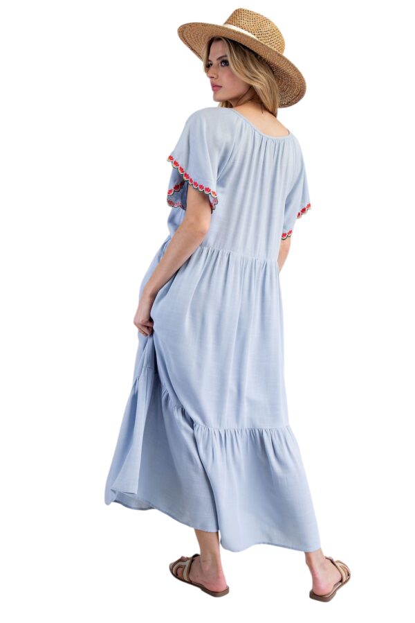 EASEL FLUTTER SLEEVE EMBROIDERED DRESS - Image 6