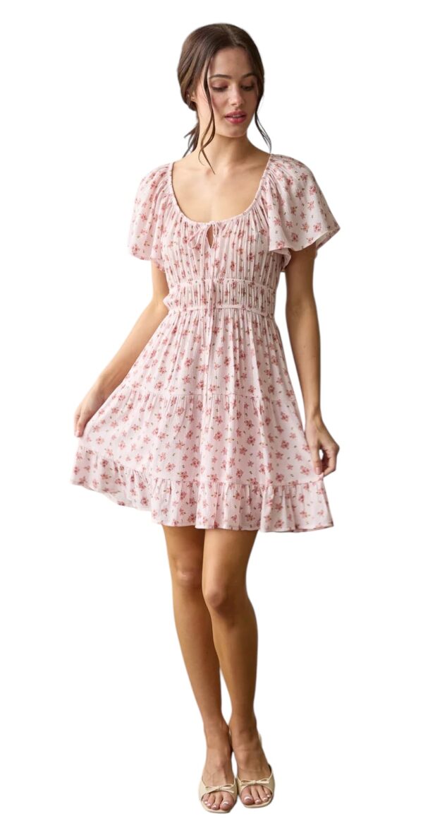 BLUPEPPER FLORAL FLUTTER SLEEVE MINI DRESS - Image 7