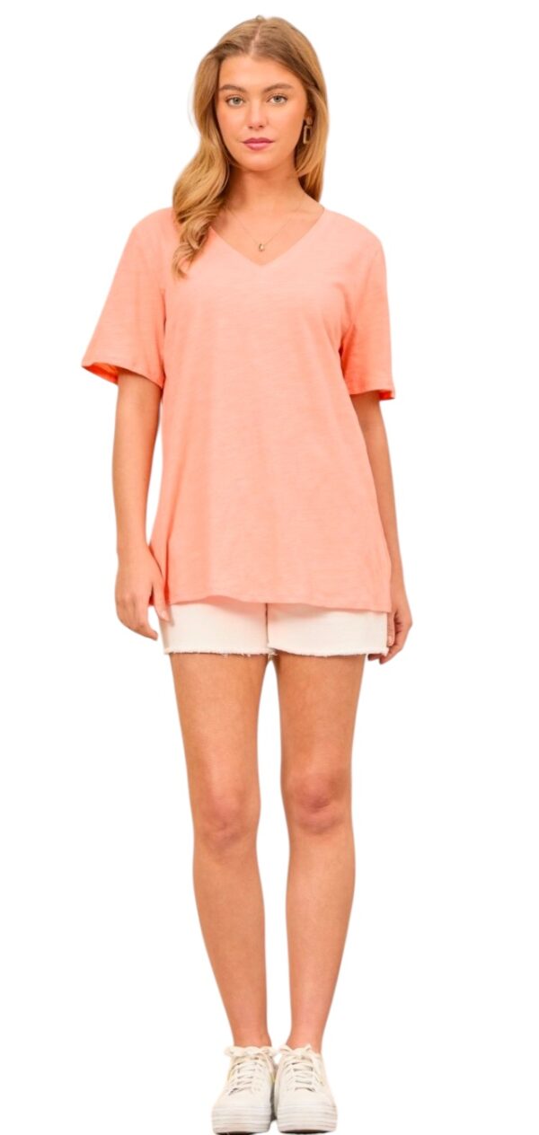 ANDREE SHORT SLEEVE COTTON V-NECK TEE - Image 3