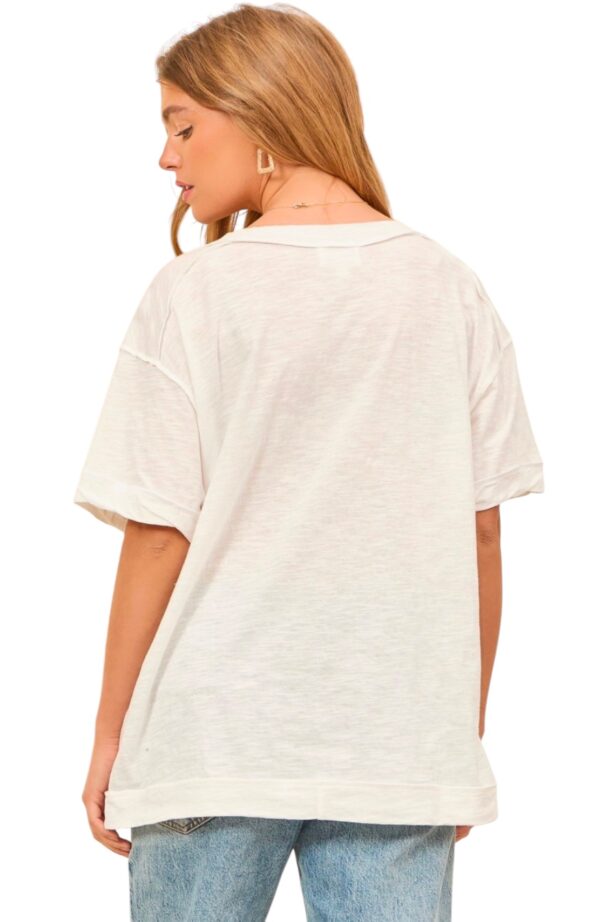 ANDREE SHORT SLEEVE RAW EDGE V-NECK - Image 5