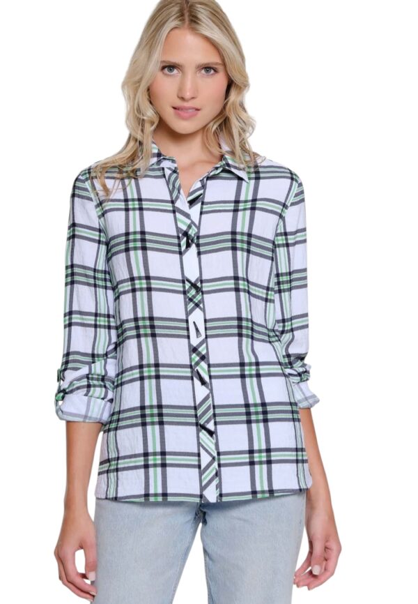 MULTIPLES ROLL TAB BUTTON FRONT LONG SLEEVE SHIRT - Image 2