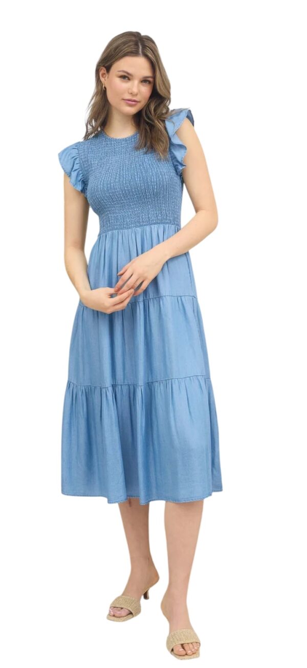 BLUPEPPER SMOCKED BODICE TIERED MIDI DRESS - Image 6