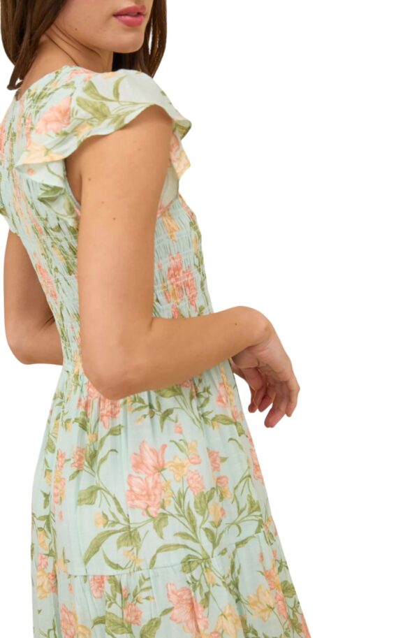 BLUPEPPER SMOCKED V-NECK FLORAL MIDI DRESS - Image 6