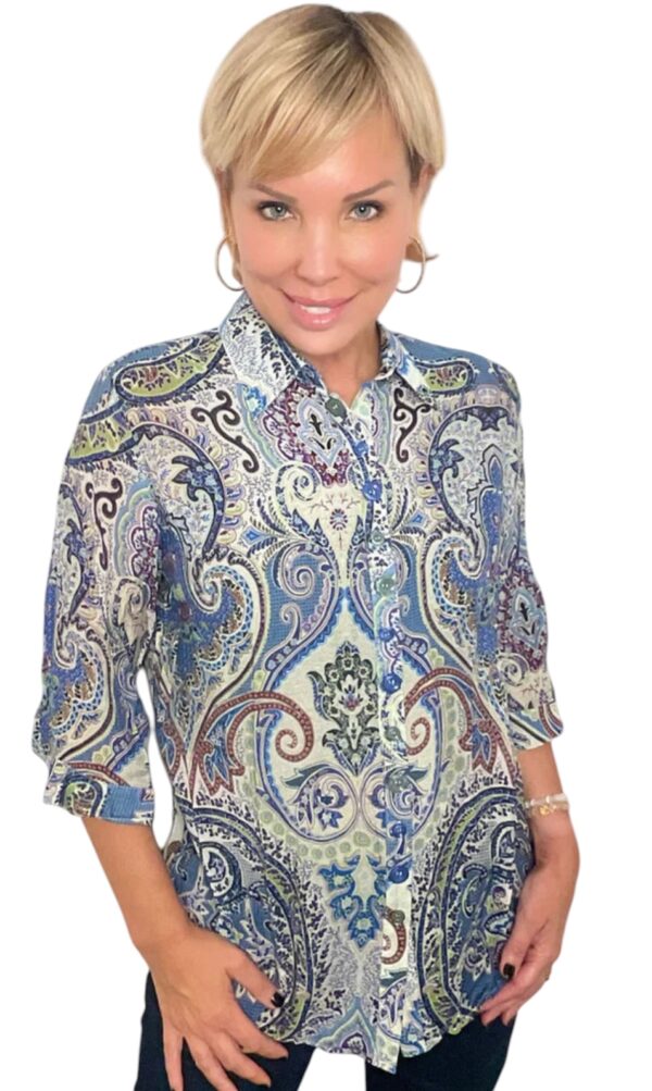 ETHYL PAISLEY TOP WITH MULTIPLE BUTTONS - Image 2