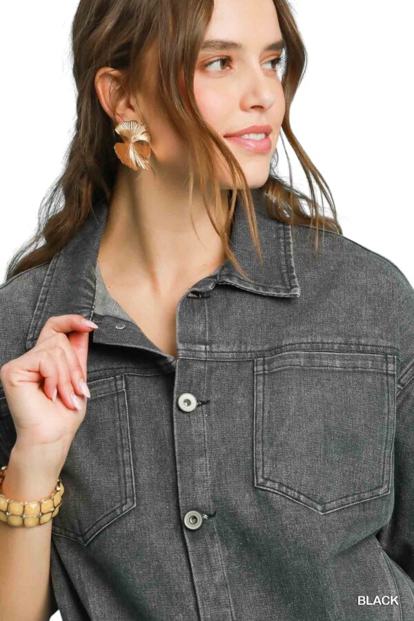 UMGEE PUFF SLEEVE MINERAL WASH DENIM JACKET - Image 12