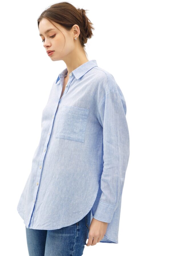 BE COOL OVERSIZED LINEN BLEND BUTTON DOWN SHIRT - Image 4