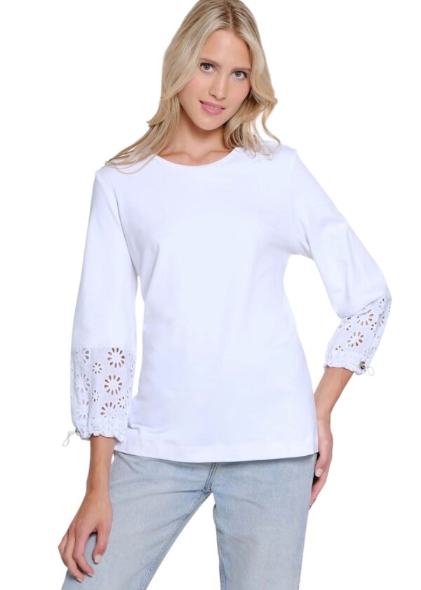 MULTIPLES DRAWSTRING WOVEN EYELET SLEEVE TOP - Image 2