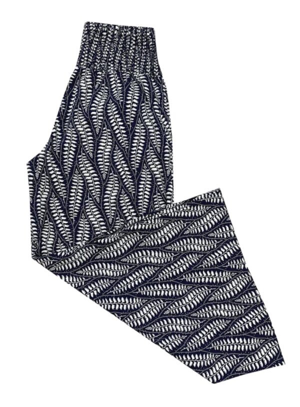 ETHYL NAVY/WHITE FLOWY WIDE LEG PANT - Image 3