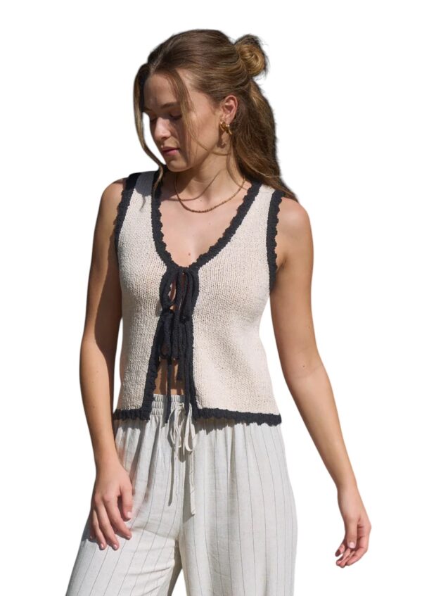 BLUPEPPER DOUBLE FRONT TIE KNIT VEST - Image 4