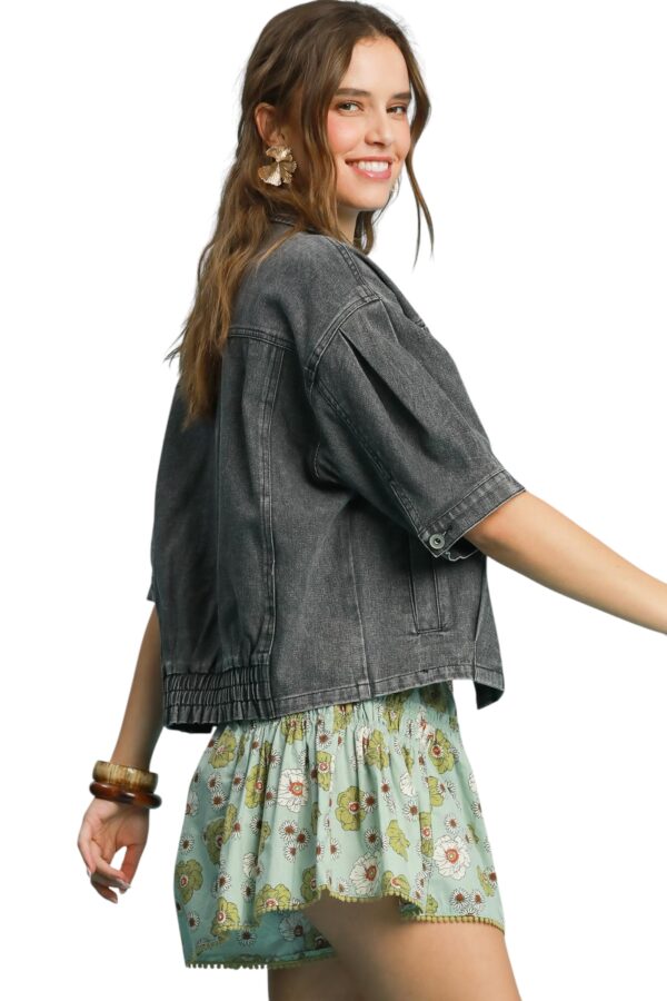 UMGEE PUFF SLEEVE MINERAL WASH DENIM JACKET - Image 11