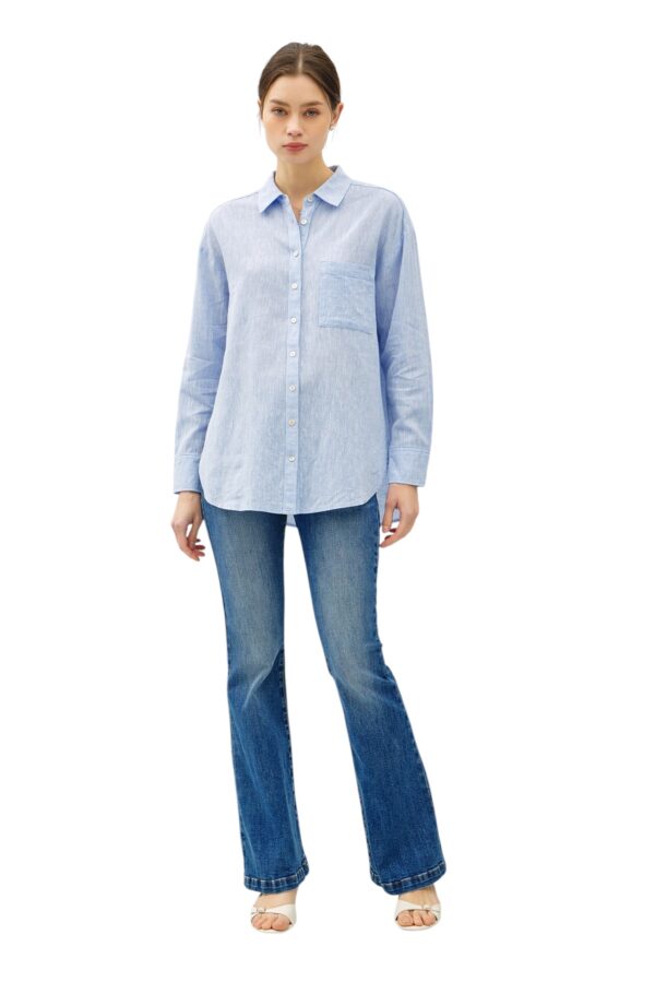 BE COOL OVERSIZED LINEN BLEND BUTTON DOWN SHIRT - Image 3