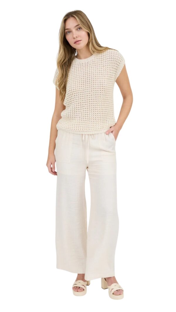 BLUPEPPER ROUND NECK SHORT SLEEVE CROCHET PULLOVER - Image 5