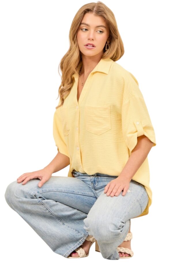 ANDREE ROLL SLEEVE BUTTON FRONT BLOUSE - Image 2