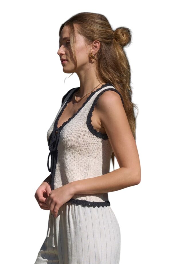 BLUPEPPER DOUBLE FRONT TIE KNIT VEST - Image 3