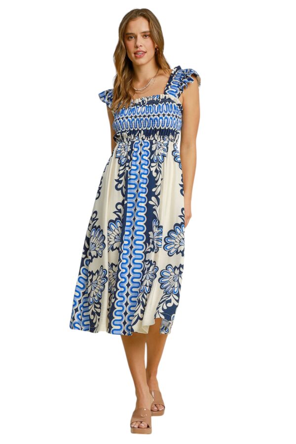 UMGEE SMOCKED BUST PRINT MIDI DRESS - Image 3