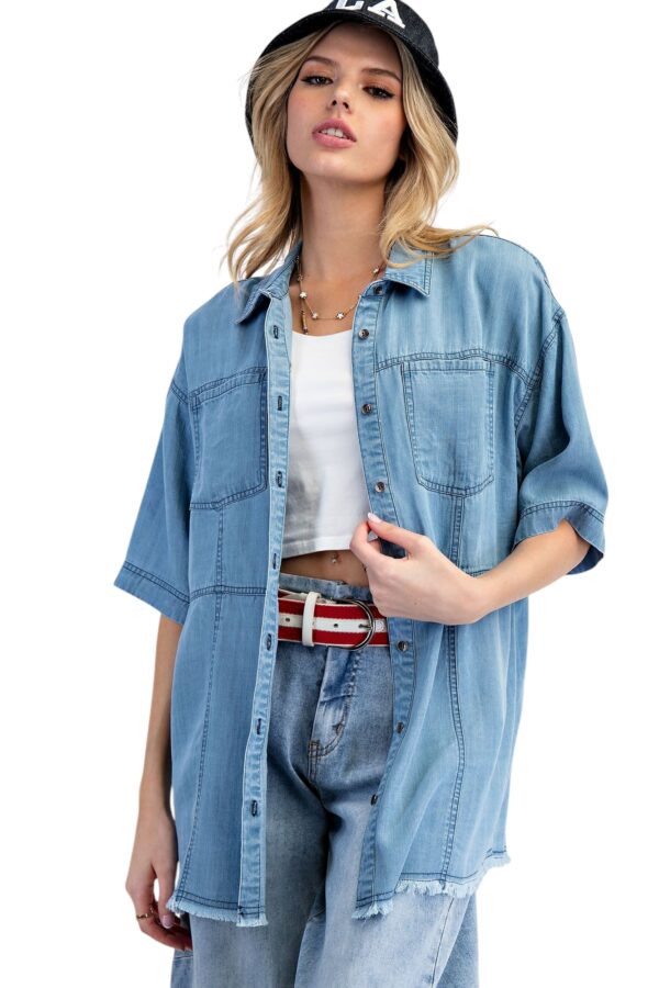 EASEL BUTTON DOWN WASHED CHAMBRAY SHIRT - Image 3