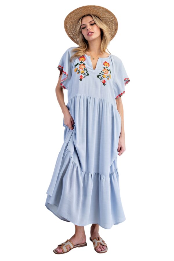 EASEL FLUTTER SLEEVE EMBROIDERED DRESS - Image 3