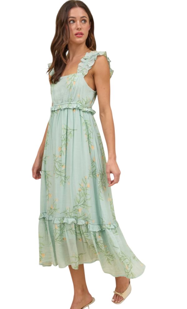 BLUPEPPER SMOCKED BODICE FLORAL MIDI DRESS - Image 4