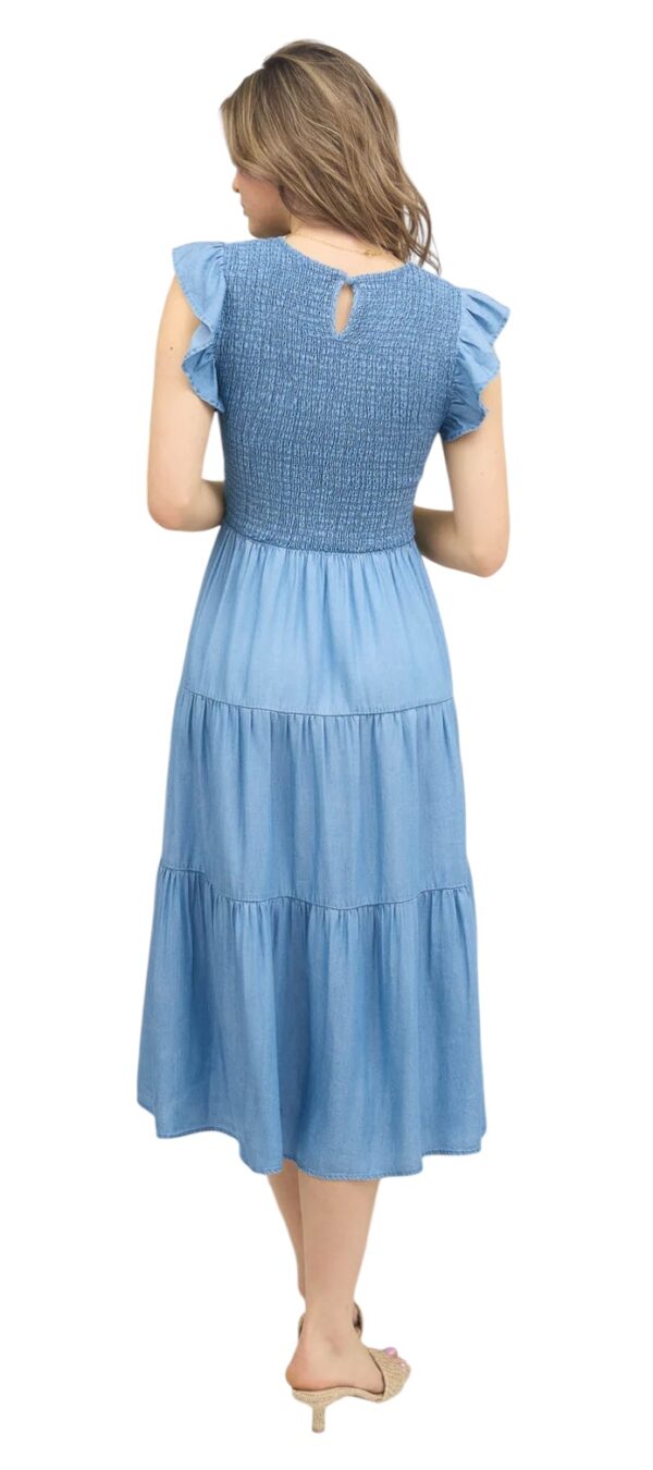 BLUPEPPER SMOCKED BODICE TIERED MIDI DRESS - Image 3