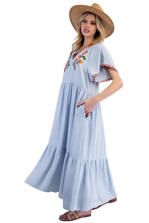 EASEL FLUTTER SLEEVE EMBROIDERED DRESS - Image 2