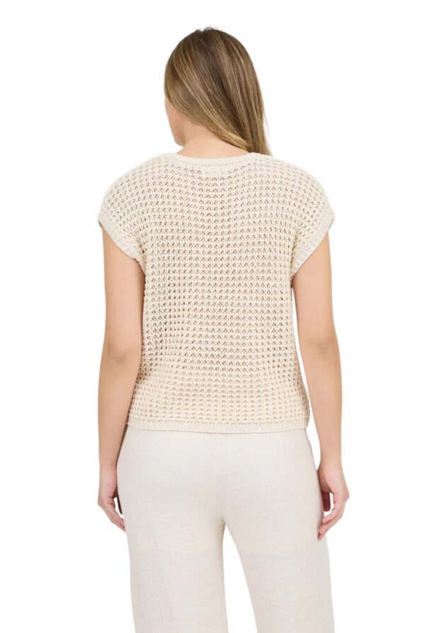 BLUPEPPER ROUND NECK SHORT SLEEVE CROCHET PULLOVER - Image 3